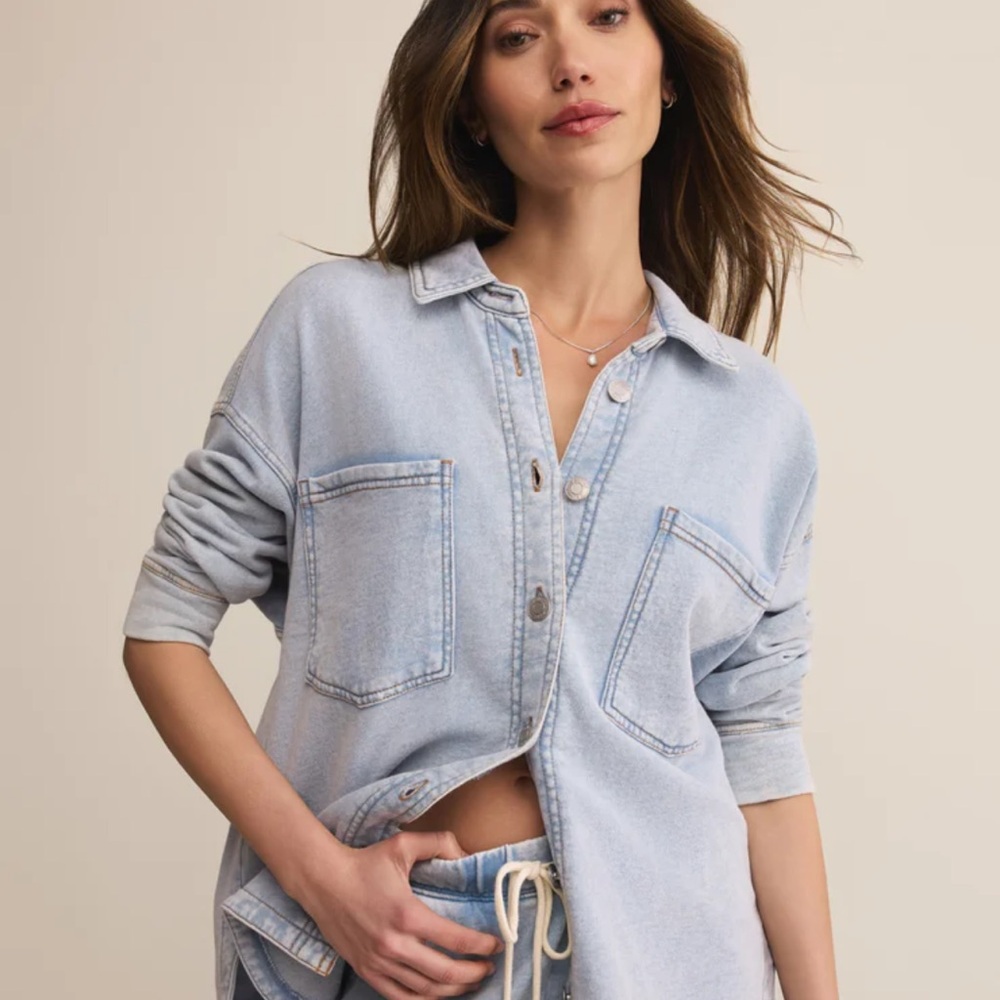 Z Supply ALL DAY KNIT DENIM JACKET size small